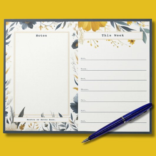 Bloc-notes du calendrier hebdomadaire Marine Blue