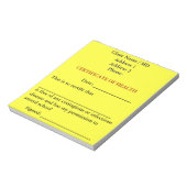 Bloc-notes du certificat de santé (jaune canarien) (Tourné)