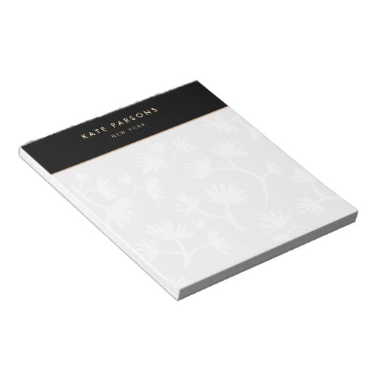 Bloc-notes du concepteur floral gris clair simple (Incliné)