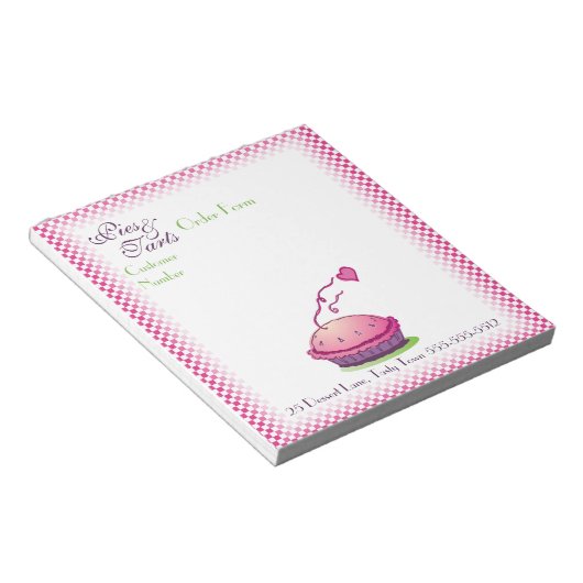 Bloc-notes du formulaire de commande Pies & Tarts (Incliné)