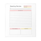 Bloc-notes du gestionnaire de révision de lecture (Devant)