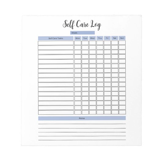 Bloc-notes du journal d'autosoins (Devant)