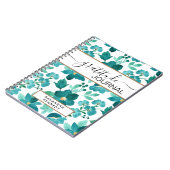 Bloc-notes du journal de gratitude aux fleurs bleu (Côté gauche)