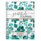 Bloc-notes du journal de gratitude aux fleurs bleu (Devant)