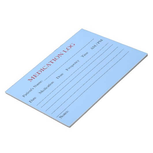 Bloc-notes du journal des médicaments (bleu ciel) (Incliné)