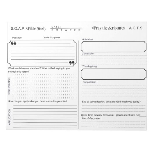 Bloc-notes du journal d'étude biblique SOAP (Devant)