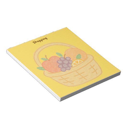 Bloc-notes du panier de fruits à acheter (Incliné)