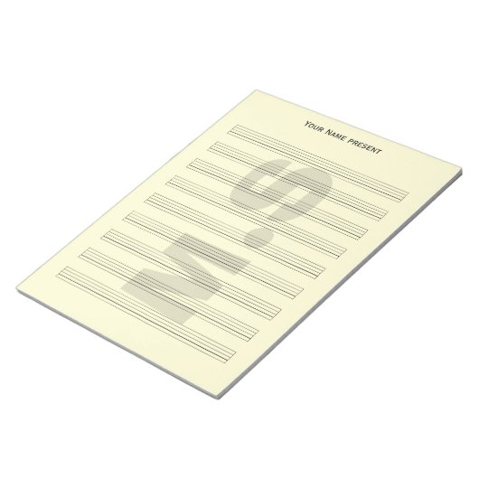 Bloc-notes du personnel musical avec filigrane (Incliné)