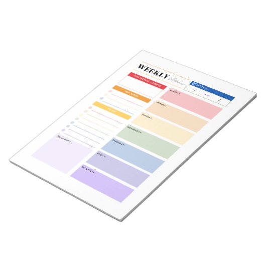 Bloc-notes du photographe Rainbow Weekly Planner. (Incliné)