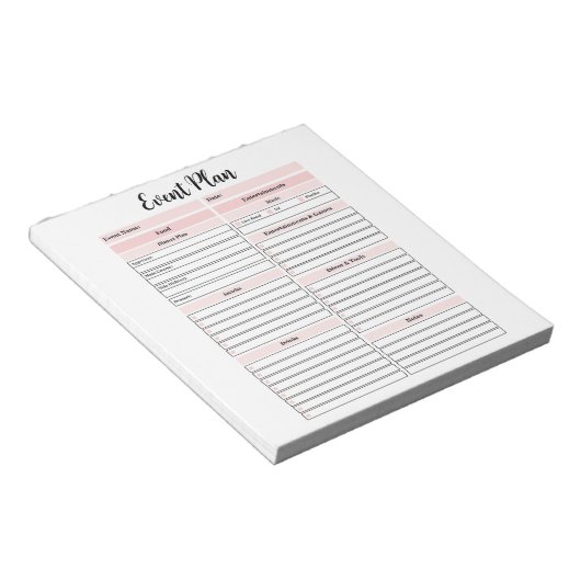 Bloc-notes du plan d'événements (Incliné)