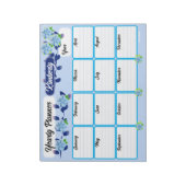 Bloc-notes du planificateur annuel des fleurs bleu (Tourné)