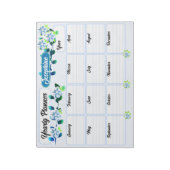 Bloc-notes du planificateur annuel des fleurs bleu (Tourné)