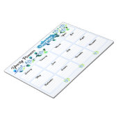 Bloc-notes du planificateur annuel des fleurs bleu (Incliné)