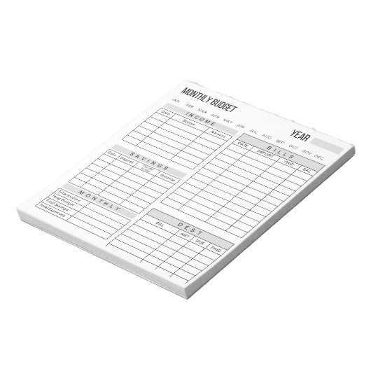 Bloc-notes du planificateur budgétaire mensuel (Tourné)