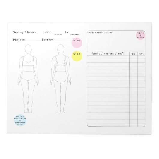 Bloc-notes du planificateur de couture (Devant)