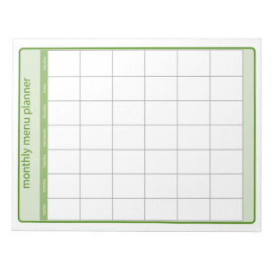 Bloc-notes du planificateur de menu mensuel