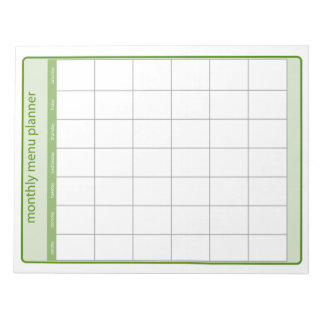 Bloc-notes du planificateur de menu mensuel
