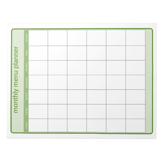 Bloc-notes du planificateur de menu mensuel (Devant)