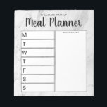 Bloc-notes du planificateur de repas hebdomadaire<br><div class="desc">Planificateur de repas familial personnalisé hebdomadaire. Créez un planificateur de repas personnalisé pour votre cuisine familiale. Espace pour écrire des plans de repas pour chaque jour de la semaine. Ajoutez également des épiceries et plus à l'organisateur de la liste d'achats. Il présente un design moderne minimaliste noir et blanc et...</div>