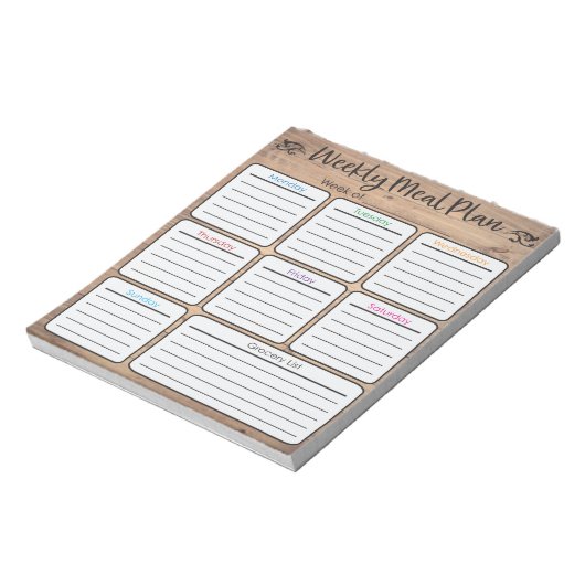 Bloc-notes du planificateur de repas hebdomadaire (Tourné)