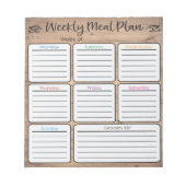 Bloc-notes du planificateur de repas hebdomadaire (Devant)