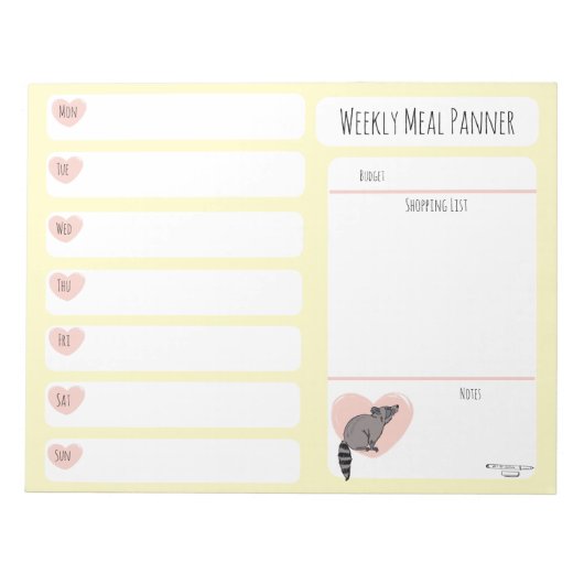 Bloc-notes du planificateur de repas hebdomadaire (Devant)