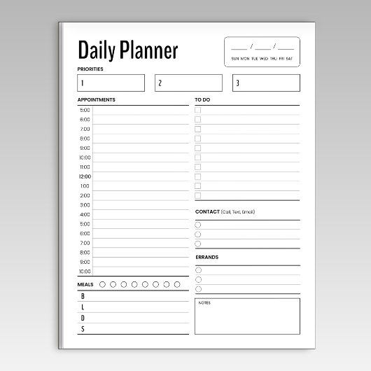 Bloc-notes du planificateur de travail quotidien