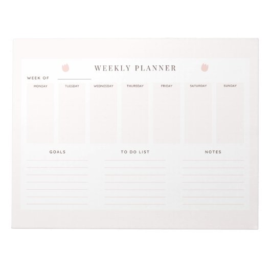 Bloc-notes du planificateur hebdomadaire 8,5 x 11 (Devant)