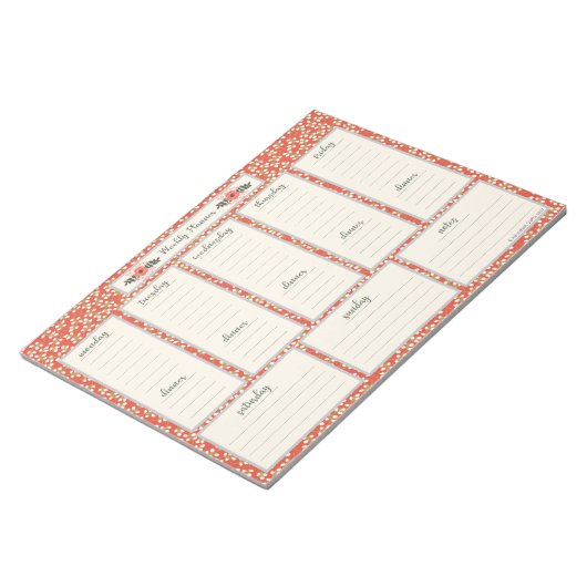 Bloc-notes du planificateur hebdomadaire avec menu (Incliné)