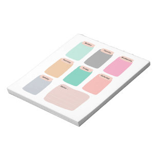 Bloc-notes du planificateur hebdomadaire coloré