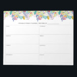 Bloc-notes du planificateur hebdomadaire des fleur<br><div class="desc">Fleurs de fleurs de printemps Garland Planificateur hebdomadaire | Planifiez et planifiez votre semaine avec ce planificateur hebdomadaire floral. Il présente des illustrations florales de fleurs violettes, bleues, vertes et roses avec verdure. Ce planificateur botanique hebdomadaire sera parfait comme cadeau. Personnalisez en utilisant les champs fournis et utilisez la fonction...</div>