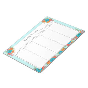 Bloc-notes du planificateur hebdomadaire floral