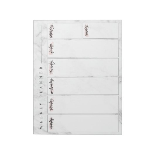 Bloc-notes du planificateur hebdomadaire Marble (Tourné)
