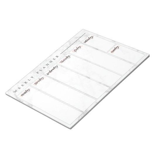Bloc-notes du planificateur hebdomadaire Marble (Incliné)