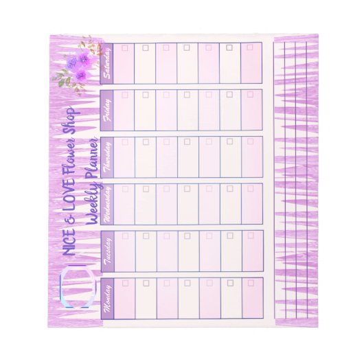 Bloc-notes du planificateur hebdomadaire Pink viol (Devant)