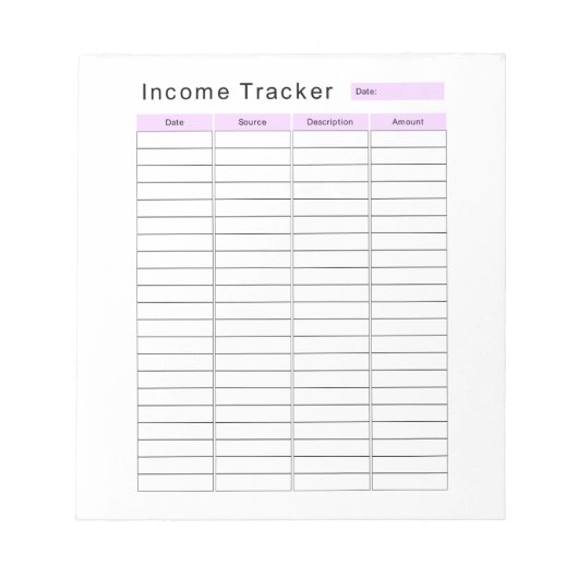 Bloc-notes du programme de suivi du revenu des pet (Devant)