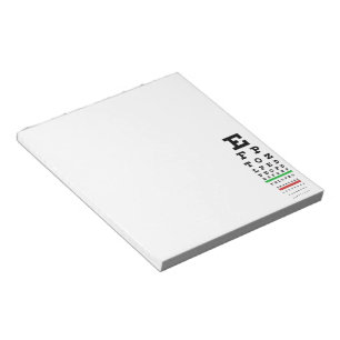 Bloc-notes du tableau de Snellen