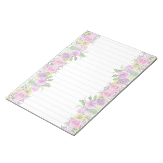 Bloc-notes élégant à la frontière florale (Incliné)