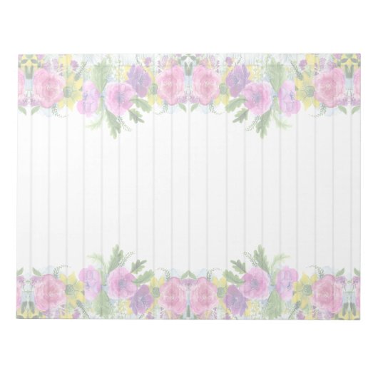 Bloc-notes élégant à la frontière florale (Devant)