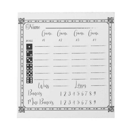 Bloc-notes élégant pour bunco (Devant)