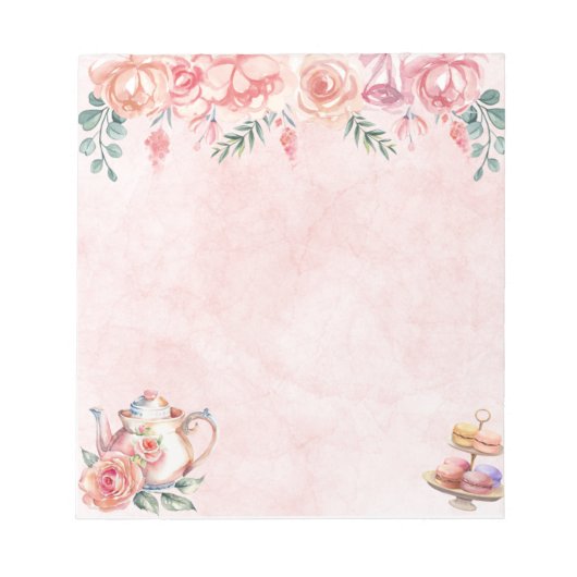 Bloc-notes élégant pour thé à motif floral (Devant)