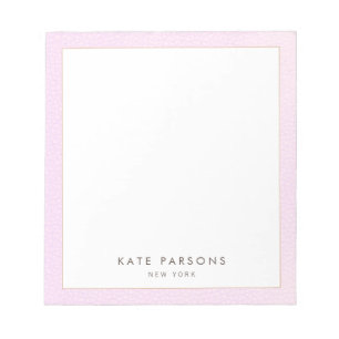 Bloc-notes en cuir rose pastel simple et élégant