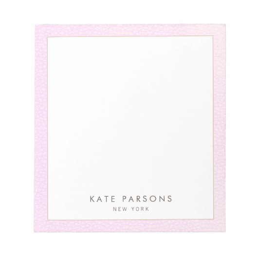 Bloc-notes en cuir rose pastel simple et élégant (Devant)