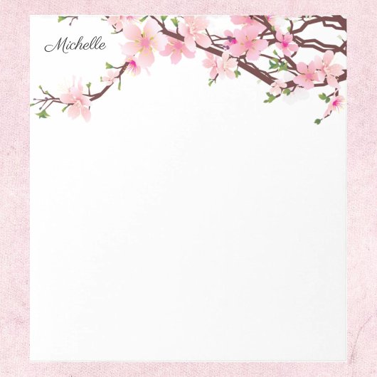 Bloc-notes en fleurs de cerises jolies VOTRE TEXTE