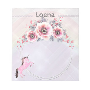 Bloc-notes en forme de licorne rose clair