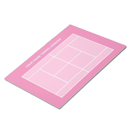 Bloc-notes en forme de terrain de tennis rose (Incliné)