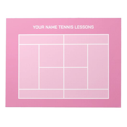 Bloc-notes en forme de terrain de tennis rose (Devant)