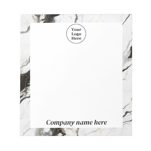 Bloc-notes en marbre noir et blanc (Devant)