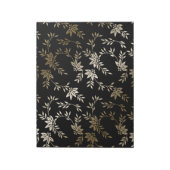 Bloc-notes en or noir floral feuille d'origami (Tourné)
