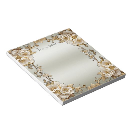 Bloc-notes en or orné blanc (Incliné)